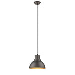 Chloe Lighting CH2D090RB08-DP1 Ironclad Industrial-Style 1 Light Rubbed Bronze Ceiling Mini Pendant 8`` Wide