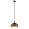 Chloe Lighting CH2D092RB10-DP1 Ironclad Industrial-Style 1 Light Rubbed Bronze Ceiling Mini Pendant 10`` Wide