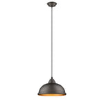 Chloe Lighting CH2D092RB10-DP1 Ironclad Industrial-Style 1 Light Rubbed Bronze Ceiling Mini Pendant 10`` Wide