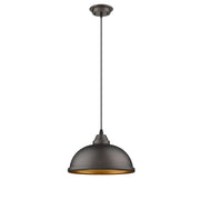 Chloe Lighting CH2D092RB10-DP1 Ironclad Industrial-Style 1 Light Rubbed Bronze Ceiling Mini Pendant 10`` Wide