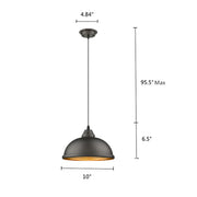 Chloe Lighting CH2D092RB10-DP1 Ironclad Industrial-Style 1 Light Rubbed Bronze Ceiling Mini Pendant 10`` Wide