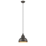 Chloe Lighting CH2D094RB08-DP1 Ironclad Industrial-Style 1 Light Rubbed Bronze Ceiling Mini Pendant 8`` Wide