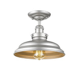Chloe Lighting CH2D001SP10-SF1 Samuel Industrial-Style 1 Light Silver Painted Semi-Flush Ceiling Fixture 10`` Wide