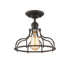 Chloe Lighting CH2D004RB10-SF1 Jaxon Industrial-Style 1 Light Rubbed Bronze Semi-Flush Ceiling Fixture 10`` Wide