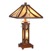 Chloe Lighting CH3T949WM15-DT3 Gordon Tiffany-Style Mission 3 Light Double Lit Wooden Table Lamp 15" Shade