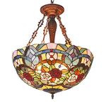 Chloe Lighting CH3T983RF20-UH3 Rosey Tiffany-Style 3 Light Roses Inverted Ceiling Pendant 20`` Shade