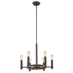 Chloe Lighting CH2D003RB20-UP6 Ironclad Industrial-Style 6 Light Rubbed Bronze Ceiling Pendant 20`` Wide