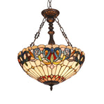 Chloe Lighting CH3T353BV18-UH3 Serenity Tiffany-Style 3 Light Victorian Inverted Ceiling Pendant 18`` Shade