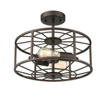 Chloe Lighting CH2D007RB14-SF2 Ironclad Industrial 2 Light  Rubbed Bronze Semi-Flush Ceiling Fixture 14`` Wide