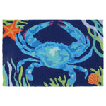 Jellybean Deep Blue Crab Coastal Indoor/Outdoor Machine Washable Accent Rug