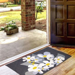 Floral Indoor/Outdoor Rug – Jellybean Daisies On Pewter 20×30 Mat