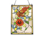 Chloe Lighting CH3P124OF24-GPN Sunflower Animal Tiffany-Glass Window Panel 24`` Tall