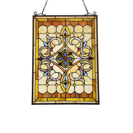 Chloe Lighting CH3P130BV24-GPN Delilah Victorian Tiffany-Glass Window Panel 24`` Tall