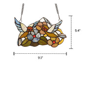 Chloe Lighting CH3P158BA10-GPN Thrush Animal Tiffany-Glass Window Panel 10`` Wide