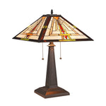 Chloe Lighting CH3T176IM16-TL2 Norman Mission 2 Light Tiffany-Style Blackish Bronze Table Lamp 16" Wide