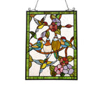Chloe Lighting CH3P194GA25-GPN Tropical Birds Tiffany-Style Animal Design Window Panel 18`` X 25``