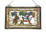 Chloe Lighting CH3P199PA32-GPN Greeting Birds Tiffany-Style Animal Design Window Panel 32`` X 21``