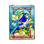 Chloe Lighting CH8P002BA24-VRT Bluejay Tiffany-Style Animal Window Panel 24`` Height
