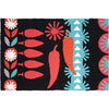 Jellybean Retro Chili Peppers Black Indoor & Outdoor Rug