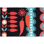 Jellybean Retro Chili Peppers Black Indoor & Outdoor Rug