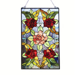 Chloe Lighting CH1P033RF32-GPN Canna Tiffany-Style Floral Stained Glass Window Panel 32`` Height