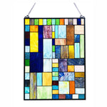 Chloe Lighting CH1P875JM24-GPN Yvonne Tiffany-Style Geometric Stained Glass Window Panel 24`` Height