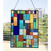 Chloe Lighting CH1P875JM24-GPN Yvonne Tiffany-Style Geometric Stained Glass Window Panel 24`` Height