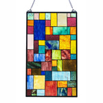 Chloe Lighting CH1P876JM25-GPN Verna Tiffany-Style Geometric Stained Glass Window Panel 25`` Height