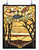 Chloe Lighting CH1P218AF25-GPN Autumn Valley Tiffany-Style Floral Stained Glass Window Panel 25`` Height