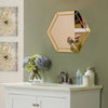 Chloe`s Reflection Golden Finish Hexagon Framed Wall Mirror 30`` Width