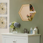 Chloe`s Reflection Golden Finish Hexagon Framed Wall Mirror 30`` Width