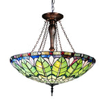 Chloe Lighting CH1T892GG28-UP3 Lotus Tiffany-Style Geometric Stained Glass Inverted Ceiling Pendant 28`` Width
