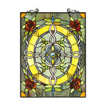 Chloe Lighting CH8P023RF24-VRT Bonica Tiffany-Style Floral Stained Glass Window Panel 24" Height