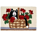 Jellybean Kitty In Geranium Basket Indoor & Outdoor Rug