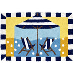 Jellybean Striped Beach Umbrella & Chairs Indoor & Outdoor Rug