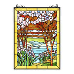 Chloe Lighting CH8P013PF25-VRT Spring Valley Tiffany-Style Landscape Stained Glass Window Panel 25`` Height