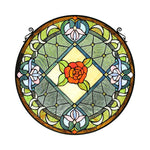 Chloe Lighting CH8P025RV25-RND Enchanted Tiffany-Style Floral Stained Glass Window Panel 25`` Height