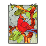 Chloe Lighting CH8P029CA25-VRT Cardinal Tiffany-Style Animal Stained Glass Window Panel 25`` Height