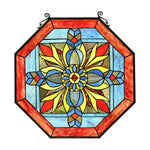 Chloe Lighting CH8P034OG23-OCT Dream Catcher Tiffany-Style Geometric Stained Glass Window Panel 23`` Height