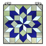 Chloe Lighting CH8P036BG25-SQR Labyrinth Tiffany-Style Geometric Stained Glass Window Panel 25`` Height