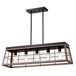 Chloe Lighting CH2D013AW35-IL5 Ironclad Industrial 5 Light Ancient Wood Island Pendant Ceiling Fixture 35`` Wide