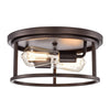 Chloe Lighting CH2D324RB12-CF2 Ironclad Industrial 2 Light Oil Rubbed Bronze Ceiling Flush Fixture 12`` Wide