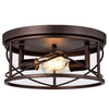 Chloe Lighting CH2D327RB14-CF2 Ironclad Industrial 2 Light Oil Rubbed Bronze Ceiling Flush Fixture 14`` Wide