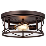 Chloe Lighting CH2D327RB14-CF2 Ironclad Industrial 2 Light Oil Rubbed Bronze Ceiling Flush Fixture 14`` Wide