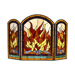 Chloe Lighting CH8F001YG42-GFS Flame Tiffany-Style 3pcs Arched Folding Fireplace Screen 42`` Wide
