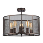 Chloe Lighting Ch2d065rb20-Sf5 Lorry Industrial 5 Light Rubbed Bronze Semi-Flush Ceiling Light 20" Wide