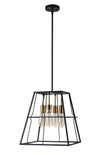Chloe Lighting CH6D803TT15-DP4 IRONCLAD Industrial 4 Light Matt Black/gold Trapezoid Ceiling Pendant 15" Wide