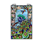 Chloe Lighting Ch8p008gp32-Vrt Pacey Tiffany-Style Peacock Glass Vertical Hanging Window Panel 32" Tall