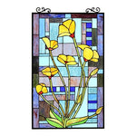 Chloe Lighting Ch8p043of31-Vrt Lilium Tiffany-Style Floral Stained Glass Window Panel 32" Height