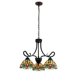 Chloe Lighting CH3T471GD24-DD3 EMPRESS Dragonfly Tiffany-Style Dark Bronze 3 Light Mini Chandelier 24